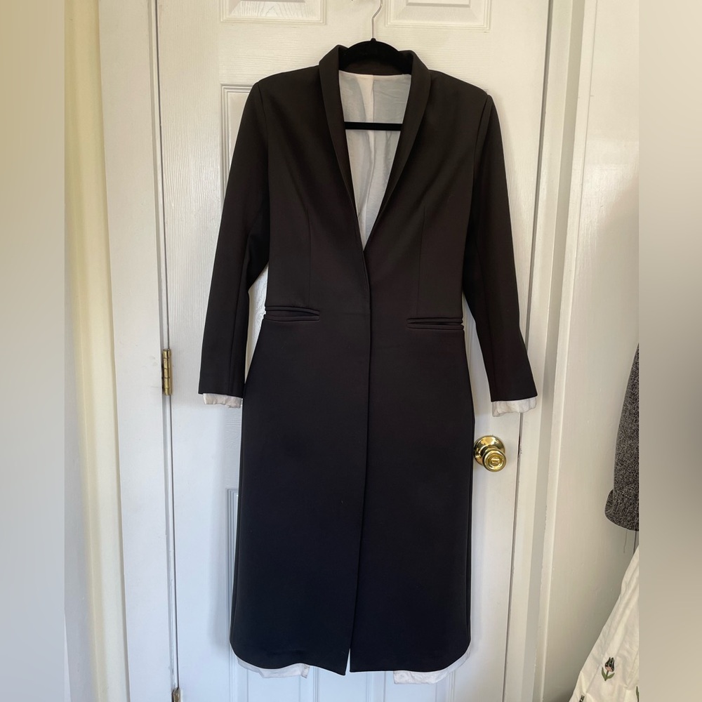 One of a kind, custom made white silk lined blazer trench - Picture 10 of 15